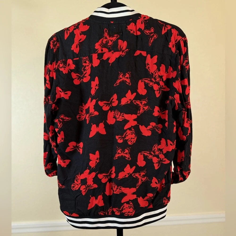 Cactus Man Retro Unisex Butterfly Zip Bomber Jacket Red Black Streetwear Small - Picture 4 of 10
